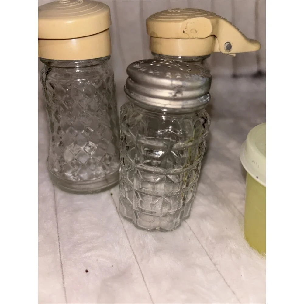 Vintage salt & pepper Shaker Lot Anchor Hocking Wexford, Daniell's, Tupperware